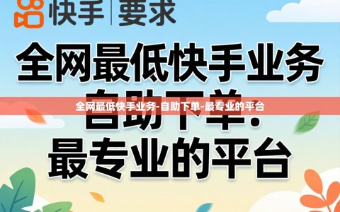 全网最低快手业务-自助下单-最专业的平台